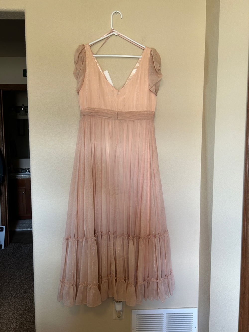 NWT Mac Duggal 68187 Blush Pink Metallic Tiered Tea Dress Size 12 Formal Event - Picture 12 of 15